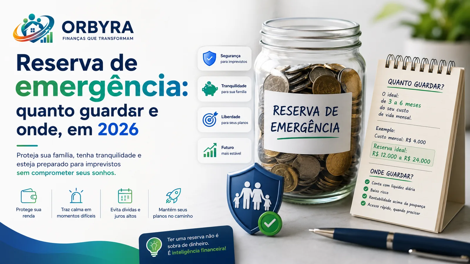 Reserva de emergência: quanto guardar e onde, em 2026